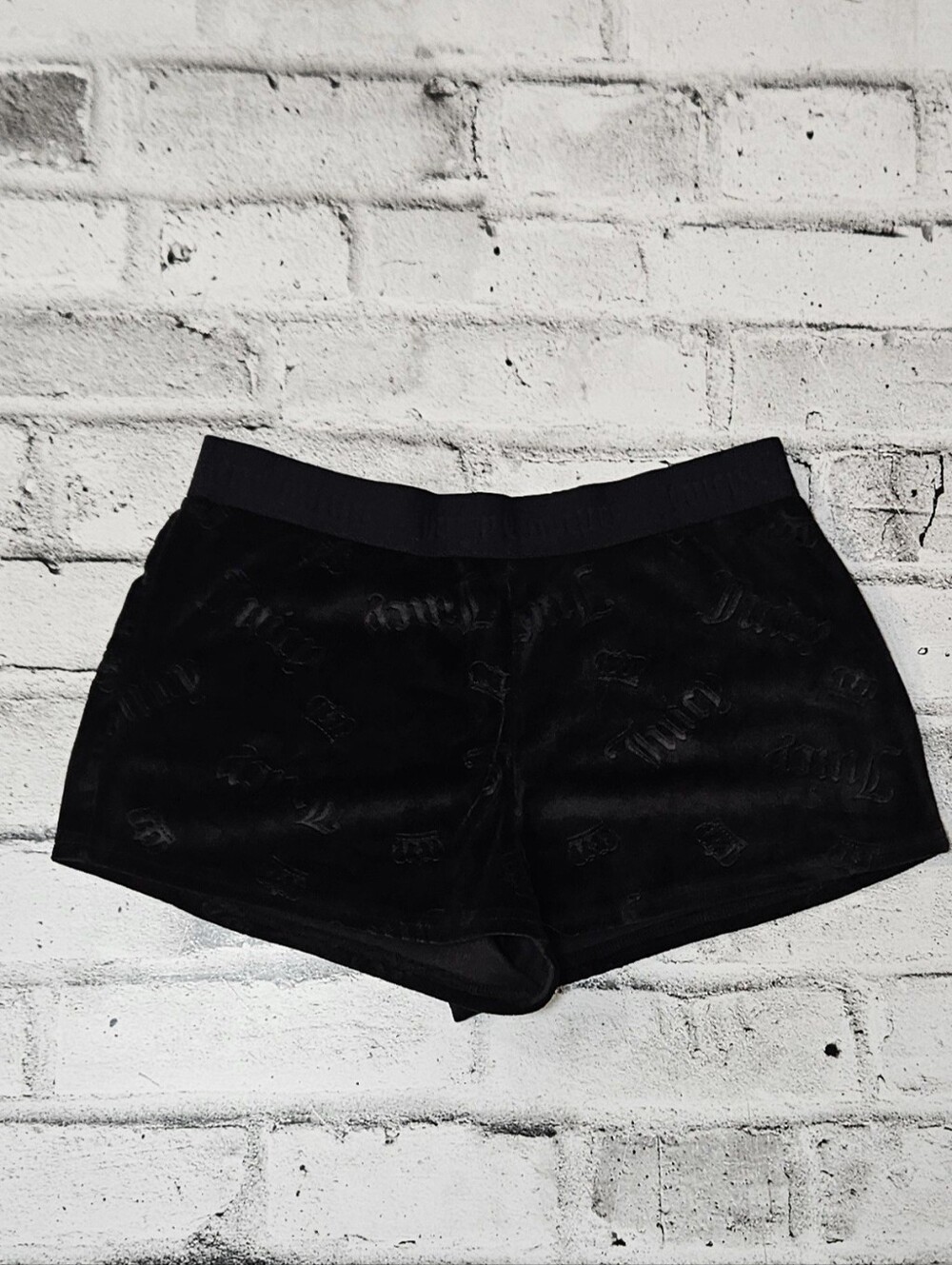 Juicy Couture Sleep Shorts Black Logo Embossed Lounge Shorts Size S